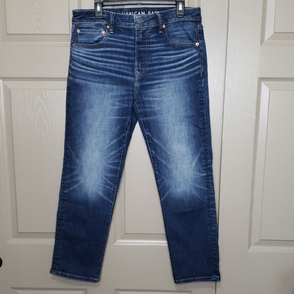 American Eagle Outfitters Men's Dark Athletic Blue Straight Jeans S8ze 32 X 30